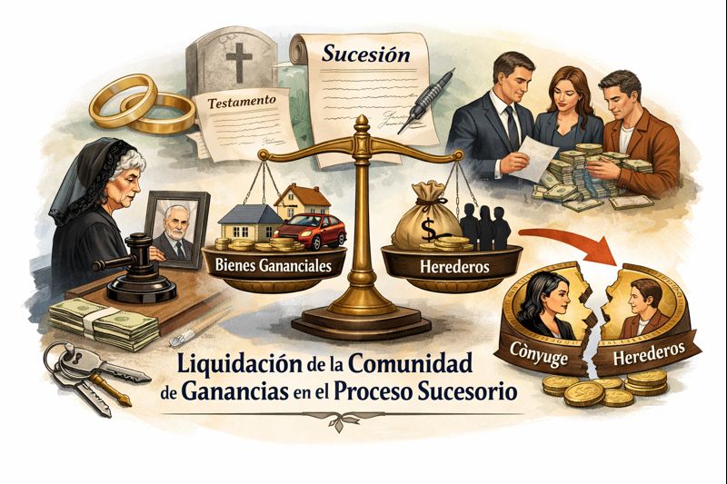 Liquidación de la comunidad de ganancias en la sucesión